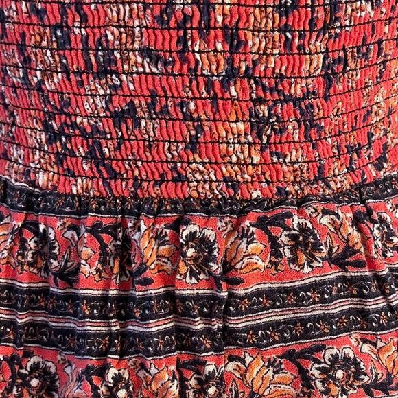 Angie Women’s Boho Floral Smocked Peasant Top Poet Blouse Flared Sleeve | Size M - Picture 6 of 7